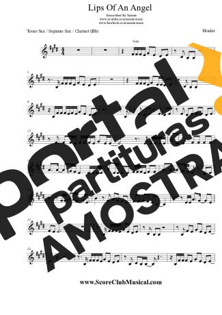 Hinder Lips Of An Angel partitura para Clarinete (Bb)