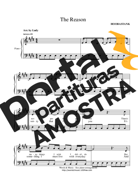 Hoobastank The Reason partitura para Piano