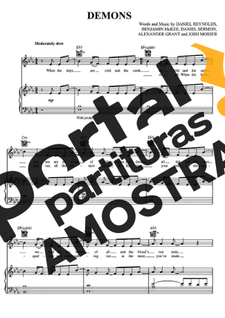 Imagine Dragons Demons partitura para Piano