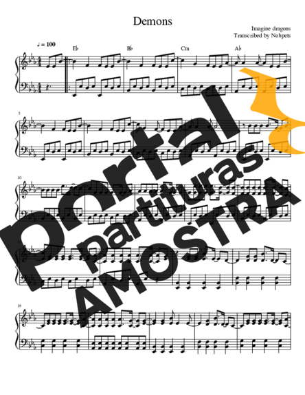 Imagine Dragons Demons partitura para Piano