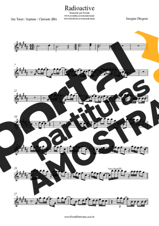 Imagine Dragons Radioactive - Teclado partitura para Clarinete (Bb)