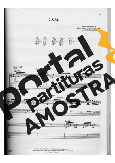 Iron Maiden 2 AM partitura para Guitarra