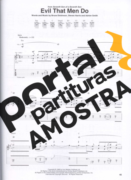 Iron Maiden Evil That Men Do partitura para Guitarra