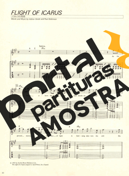 Iron Maiden Flight Of Icarus partitura para Guitarra