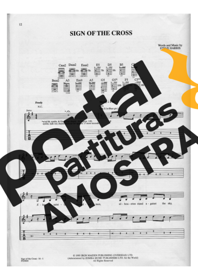 Iron Maiden Sign Of The Cross partitura para Guitarra