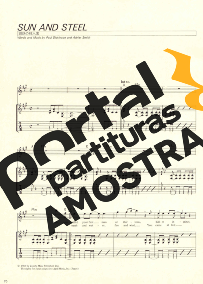 Iron Maiden Sun And Steel partitura para Guitarra