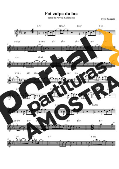 Ivete Sangalo Foi Culpa Da Lua partitura para Saxofone Tenor Soprano (Bb)