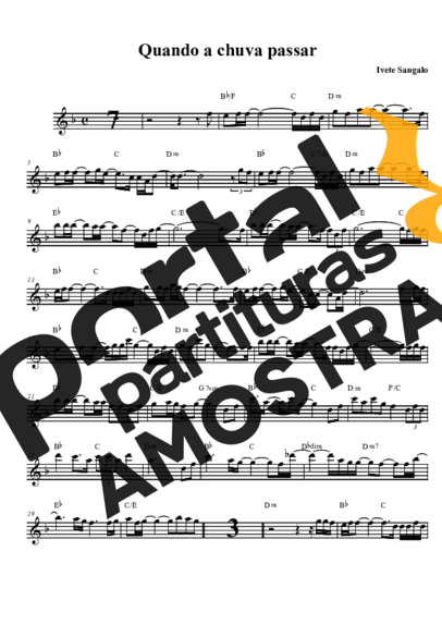 Ivete Sangalo Quando a Chuva Passar partitura para Saxofone Tenor Soprano (Bb)