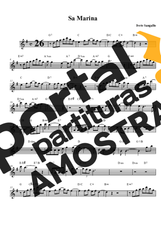 Ivete Sangalo Sá Marina partitura para Clarinete (Bb)