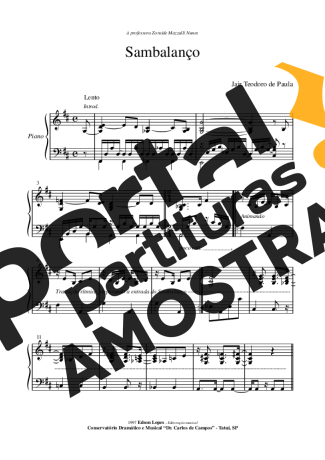 Jair Teodoro de Paula Sambalanço partitura para Piano