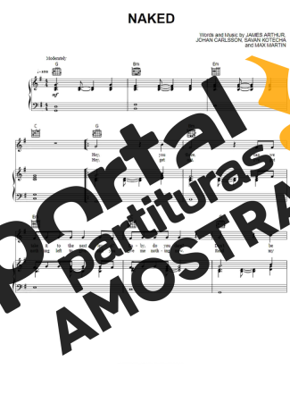James Arthur Naked partitura para Piano