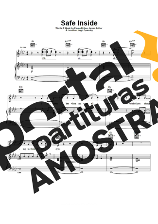 James Arthur Safe Inside partitura para Piano