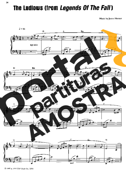 James Horner The Ludlows (Legends Of The Fall) partitura para Piano