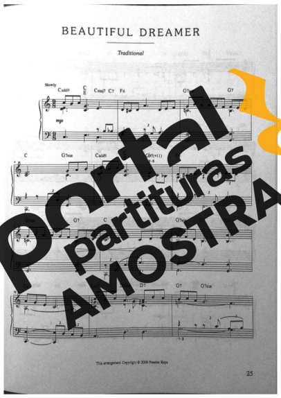 Jazz Standard Beautiful Dreamer partitura para Piano