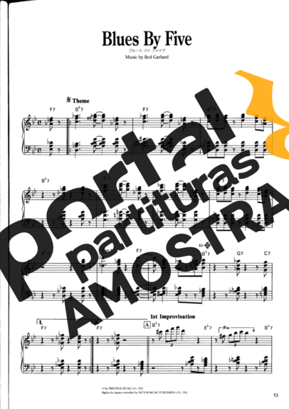Jazz Standard Blues By Five partitura para Piano