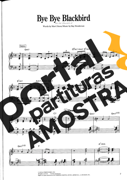 Jazz Standard Bye Bye Blackbird partitura para Piano
