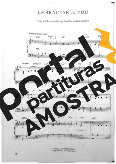 Jazz Standard Embraceable You partitura para Piano
