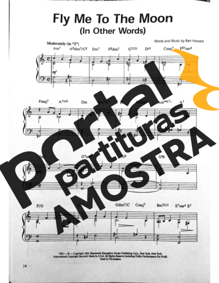 Jazz Standard Fly Me To The Moon (In Other Words) partitura para Piano