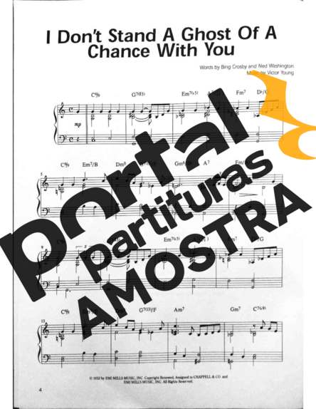 Jazz Standard I Dont Stand A Ghost Of A Chance With You partitura para Piano