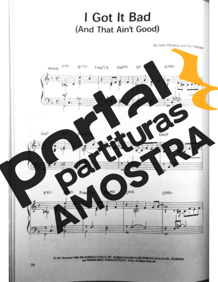 Jazz Standard I Got It Bad (And That Aint Good) partitura para Piano
