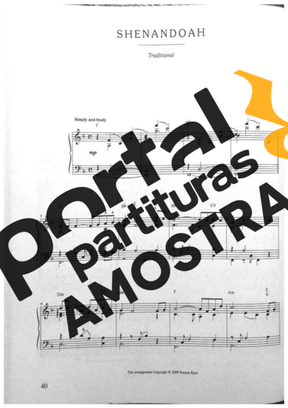 Jazz Standard Shenandoah partitura para Piano