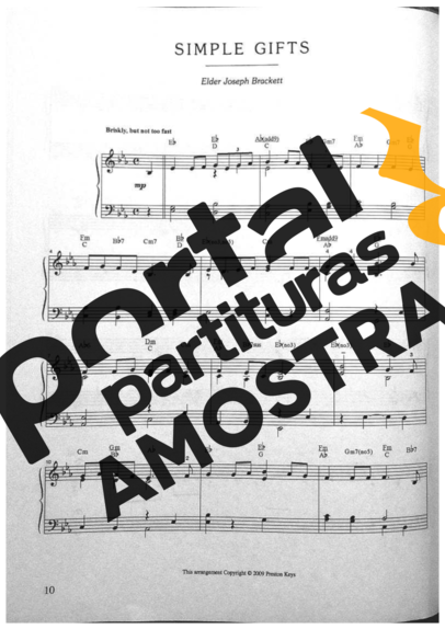 Jazz Standard Simple Gifts partitura para Piano