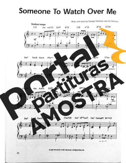 Jazz Standard Someone To Watch Over Me partitura para Piano