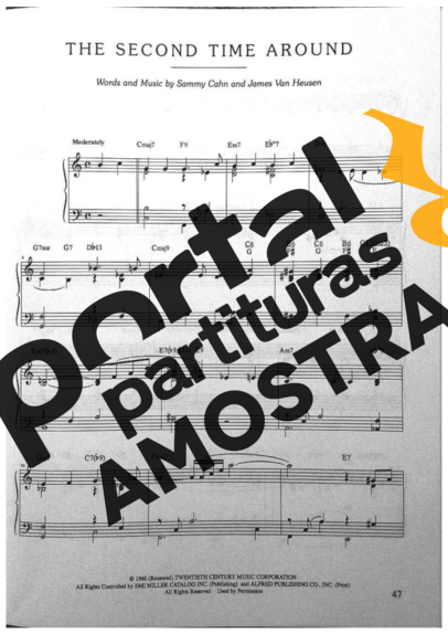 Jazz Standard The Second Time Around partitura para Piano
