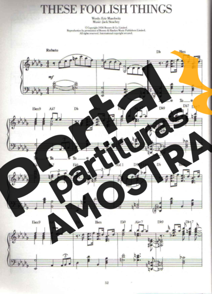 Jazz Standard These Foolish Things partitura para Piano