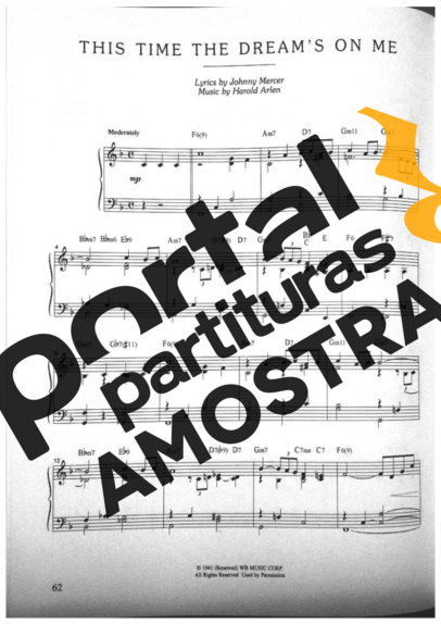 Jazz Standard This Time The Dreams On Me partitura para Piano