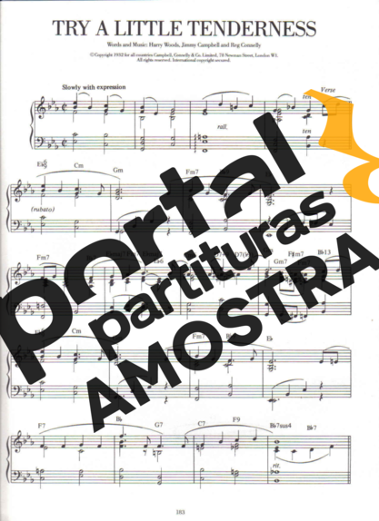 Jazz Standard Try A Little Tenderness partitura para Piano