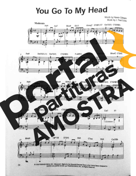 Jazz Standard You Go To My Head partitura para Piano
