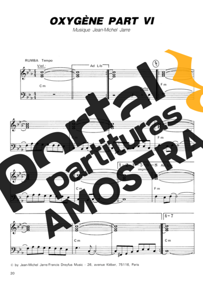 Jean Michel Jarre Oxygène Part VI partitura para Piano