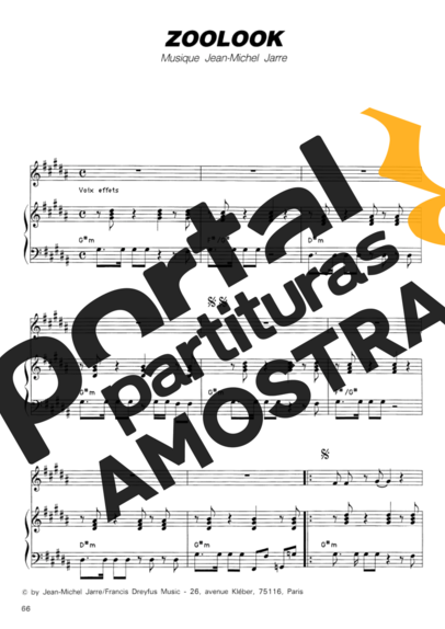 Jean Michel Jarre Zoolook partitura para Piano