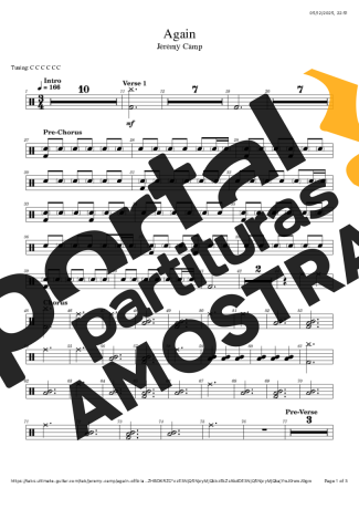 Jeremy Camp Again partitura para Bateria