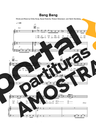 Jessie J, Ariana Grande and Nicki Minaj Bang Bang partitura para Piano