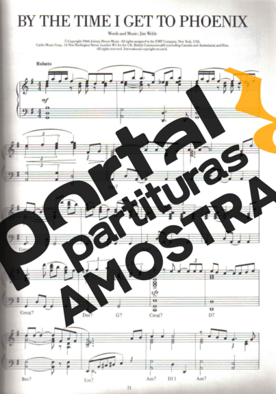 Jim Webb By The Time I Get To Phoenix partitura para Piano