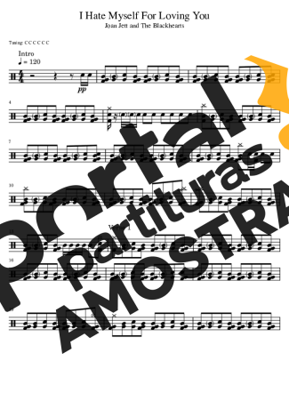 Joan Jett and The Blackhearts I Hate Myself For Loving You partitura para Bateria