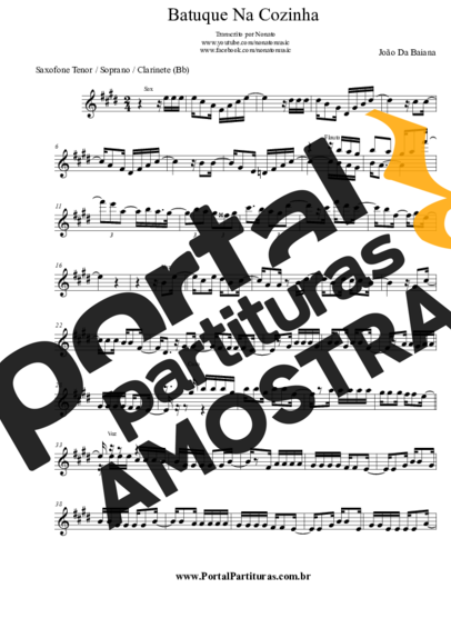 João Da Baiana  partitura para Saxofone Tenor Soprano (Bb)