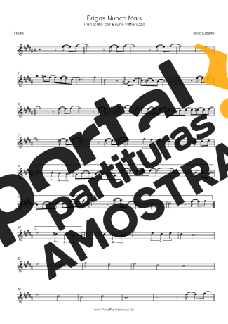 João Gilberto Brigas Nunca Mais partitura para Flauta Transversal