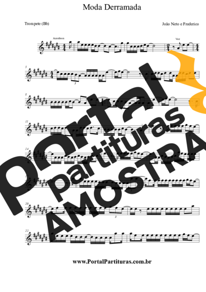 João Neto e Frederico Moda Derramada partitura para Trompete