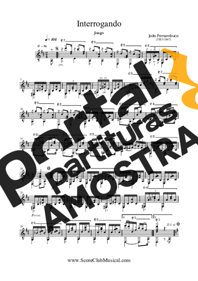 João Pernambuco Interrogando (Jongo) partitura para Violão