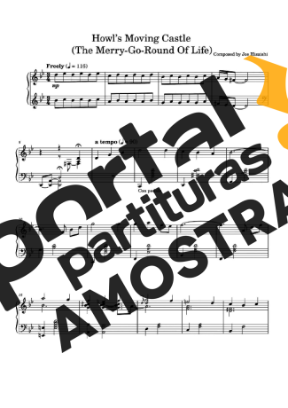 Joe Hisaishi Howl´s Moving Castle partitura para Piano