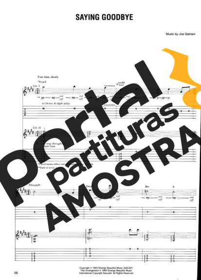 Joe Satriani Saying Goodbye partitura para Guitarra