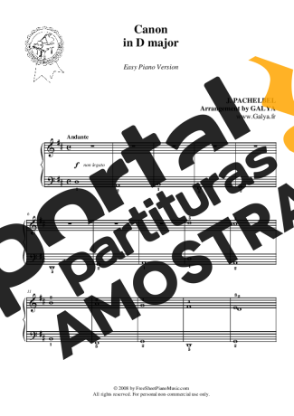 Johann Pachelbel Canon In D partitura para Piano
