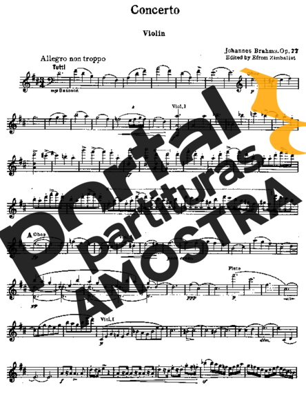 Johannes Brahms Violin Concerto partitura para Violino
