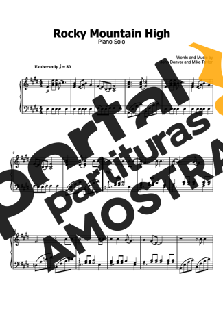John Denver Rocky Mountain High partitura para Piano