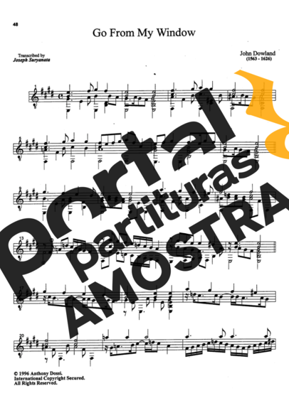 John Dowland Go From My Window partitura para Violão