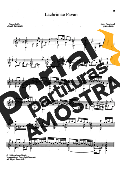 John Dowland Lachrimae Pavan partitura para Violão