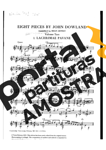 John Dowland Lachrimae Pavane partitura para Violão